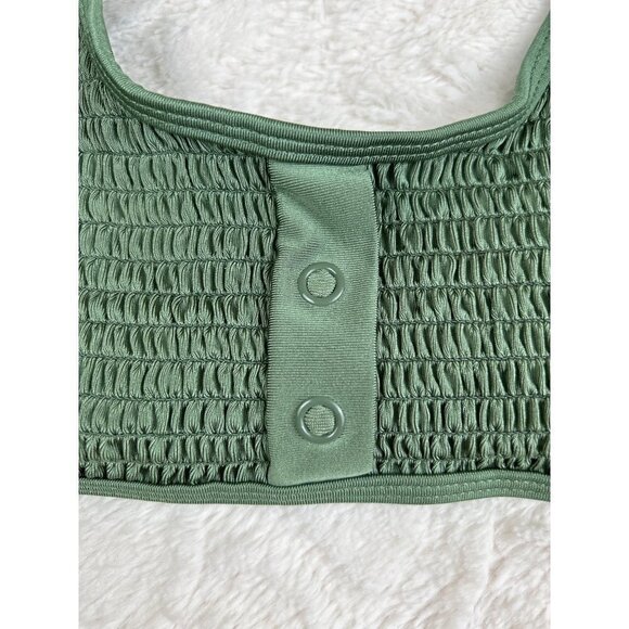 Kendal & Kylie Smocked Green Swim Top Size X-Large - Picture 5 of 7